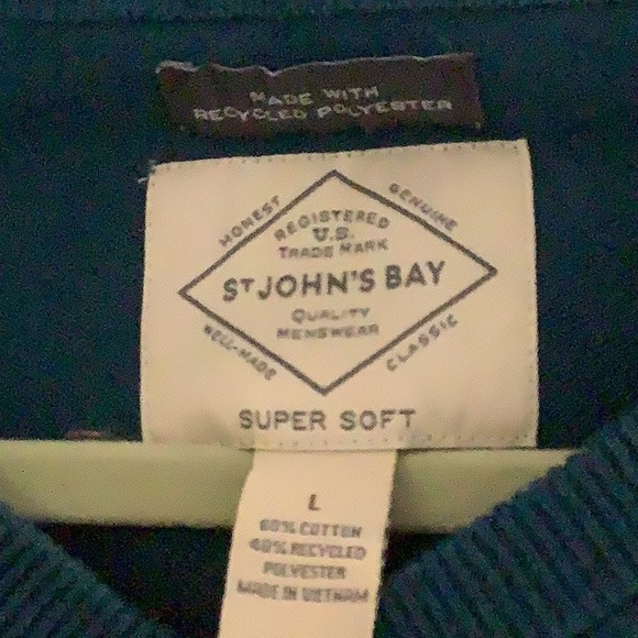 NWT men’s St. John’s Bay Large super soft Teal sweater. 60% cotton, 40% poly. - Picture 3 of 9